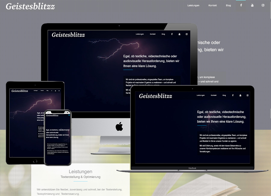 Neue Homepage ab 999.- Gestesblitzz Webseite